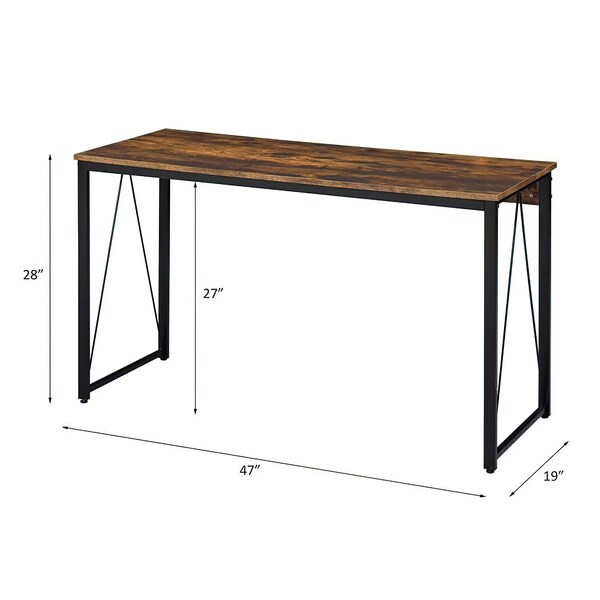 Wooden Rectangle Top Writing Desk In Weathered Oak And Black